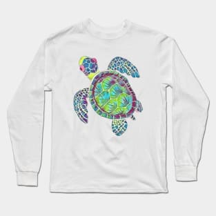 Colorful watercolor turtle design Long Sleeve T-Shirt